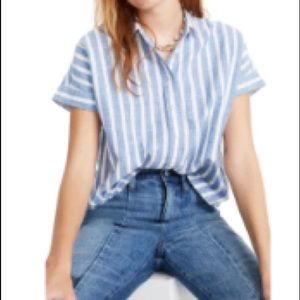 Madewell stripe crop button-up